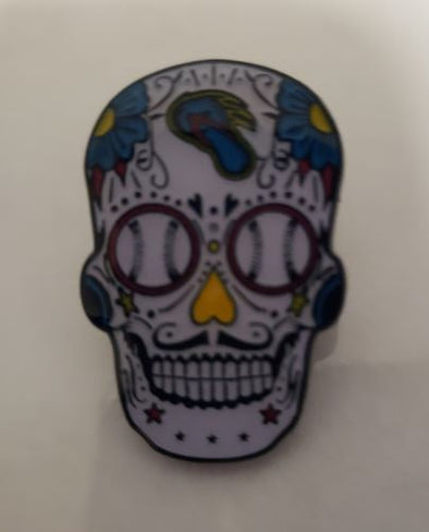 San Antonio Missions Flying Chanclas De San Antonio Sugar Skull Lapel Pin