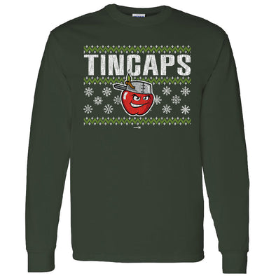 Fort Wayne TinCaps Snowflake Long Sleeve Dark Green Shirt