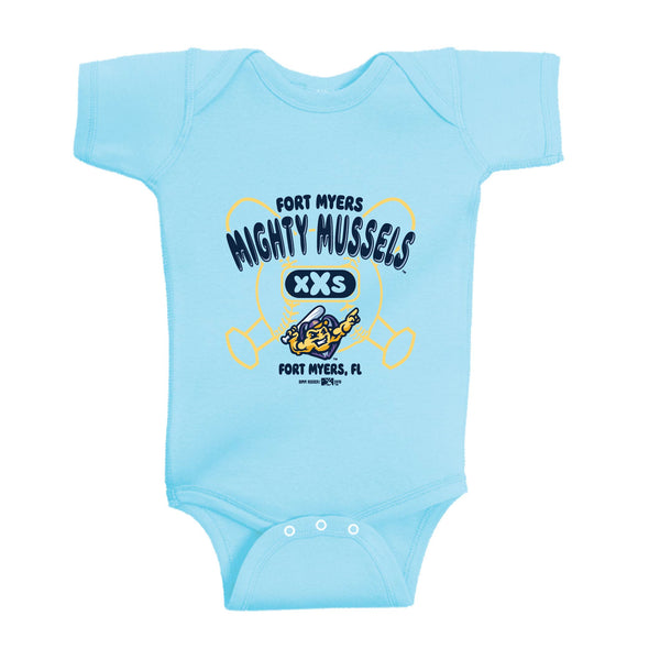 Mighty Mussels Infant Make Onesie, Aqua