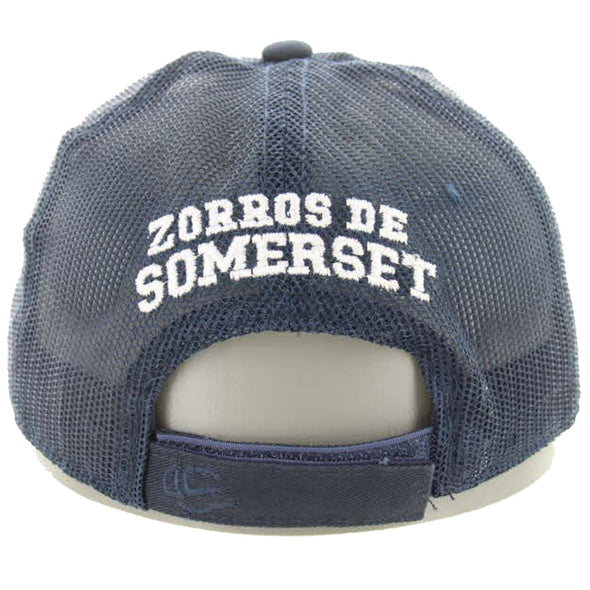 Somerset Patriots Adult Garment Washed Mesh Back Adjustable Zorros de Somerset Mascot Cap