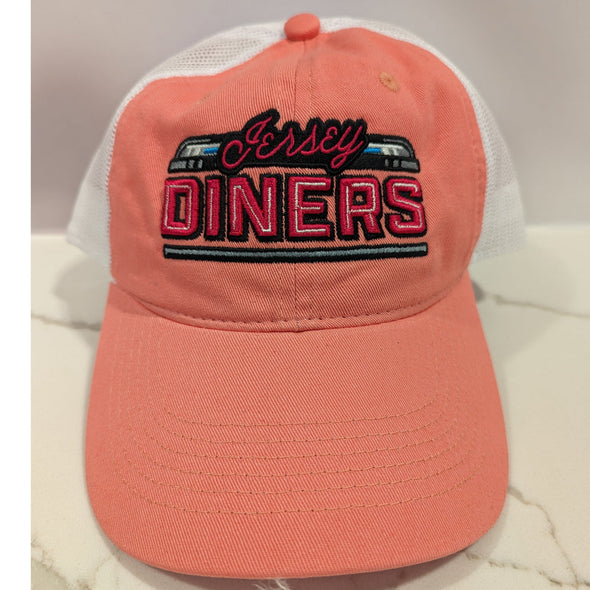 Jersey Diners Adult Wordmark Unstructured Garment Washed Mesh Back Hook Loop Cap