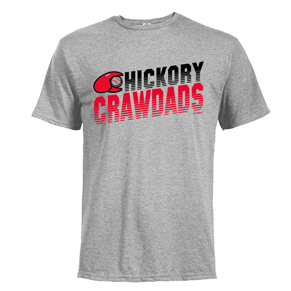 Hickory Crawdads Fade Away Gray Ringspun Tee