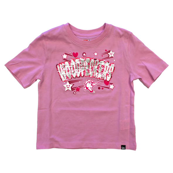 Fayetteville Woodpeckers New Era Girl's Boxy Sequin T-shirt
