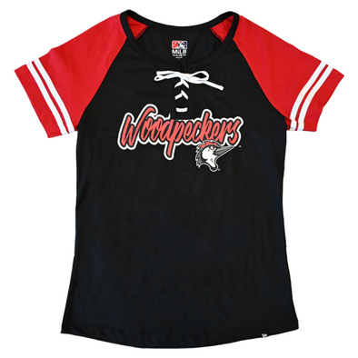 Fayetteville Woodpeckers New Era Women's Lace Up Raglan T-shirt