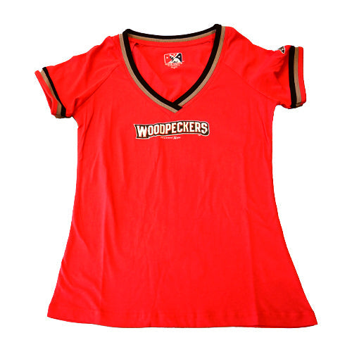 Fayetteville Woodpeckers New Era Women's V-neck Raglan T-Shirt