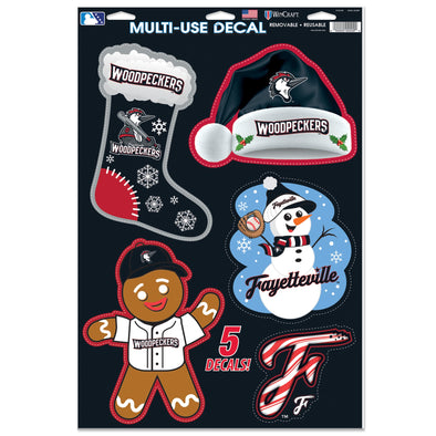 Fayetteville Woodpeckers Wincraft Sports Multi- Pak Holiday Decal