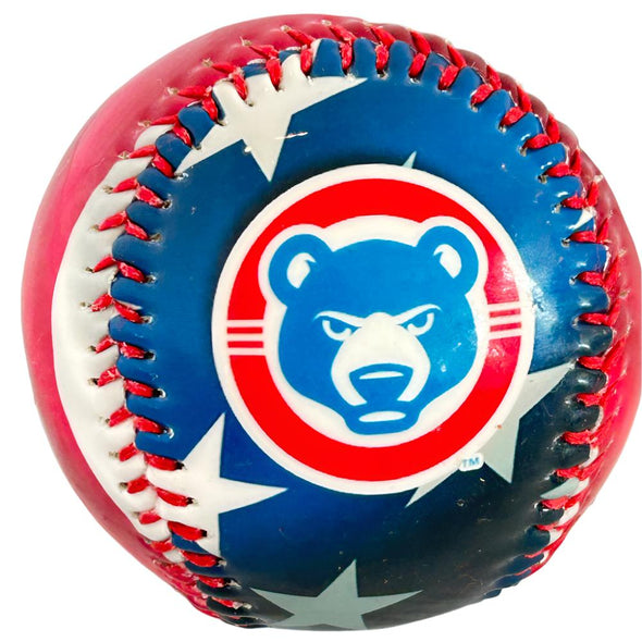 South Bend Cubs Logo Ball Red, White, Blue, and Flag Print