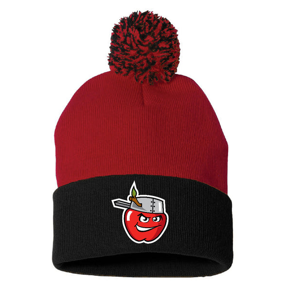 Fort Wayne TinCaps Red Black Cuffed Pom Beanie