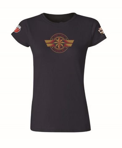 Fort Wayne TinCaps 2022 MARVEL Captain Marvel Ladies Navy Tee