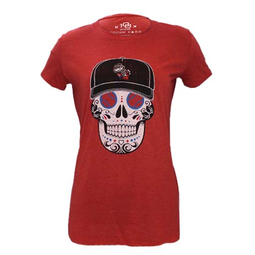 Ladies Red Sugar Skull T-shirt