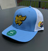 Amarillo Sod Poodles Yellow City Pigweeds Blue YC Script Trucker