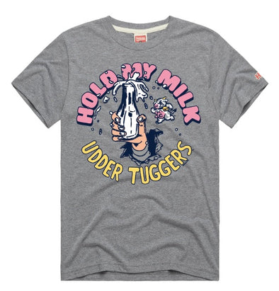 Udder Tuggers Homage Grey Hold My Milk Tee