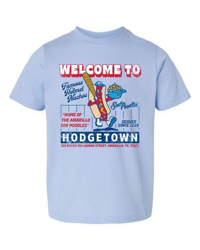 Amarillo Sod Poodles Toddler Welcome To Hodgetown Hot Dog Tee