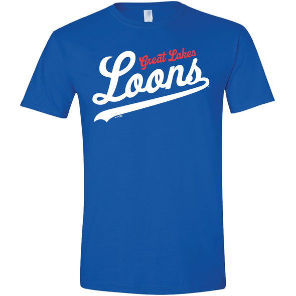 Great Lakes Loons Bimm Ridder Dodger Blue Cursive Tee