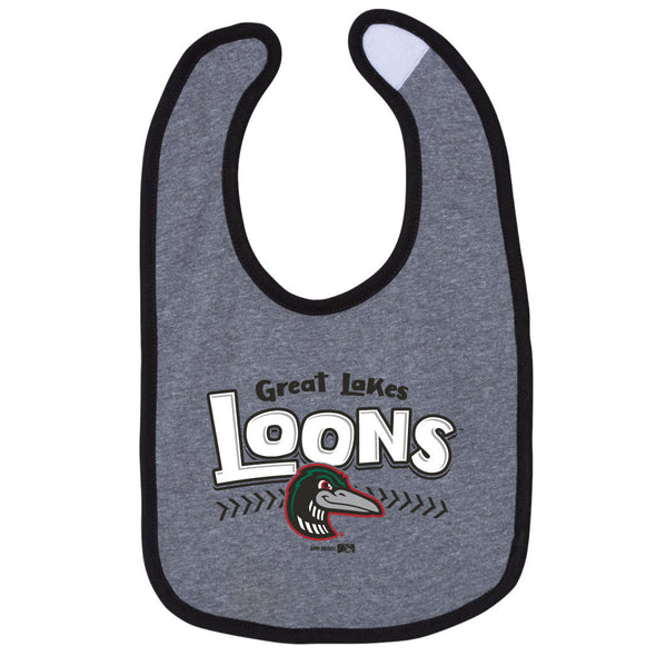 Great Lakes Loons Infant Velcro Bib - Gray