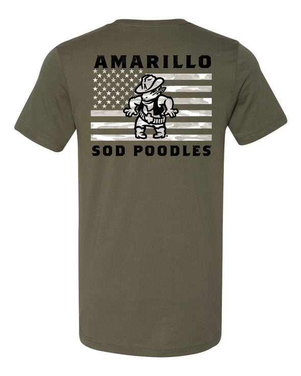 Amarillo Sod Poodles Army Green Military Flag Tee