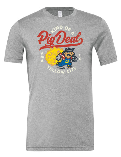 Amarillo Sod Poodles Grey Yellow City Pig Deal Tee