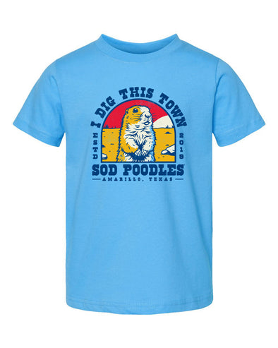 Amarillo Sod Poodles Toddler Blue Dig This Town Tee