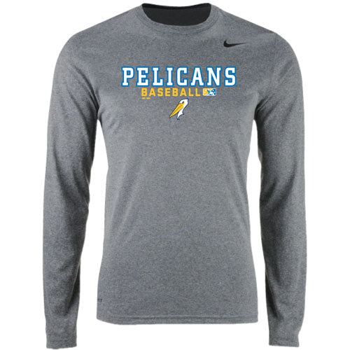 Myrtle Beach Pelicans Nike Gray MiLB111 Long Sleeve Dri Fit Tee