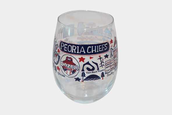 Peoria Chiefs Wine Glass by Julia Gash