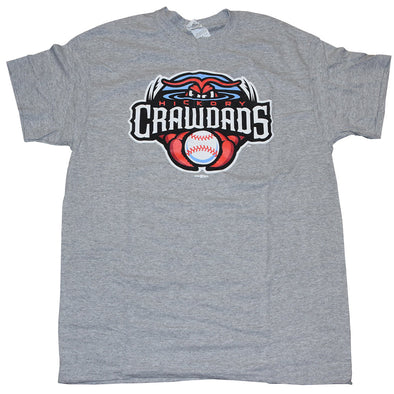 Hickory Crawdads Gray Primary Tee