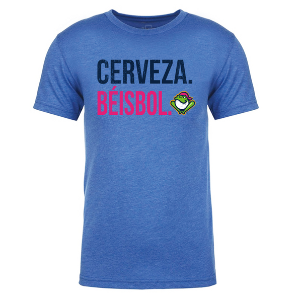 Greenville Drive 108 Stitches Royal Ranas Cerveza & Beisbol Tee