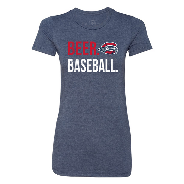 Greenville Drive 108 Stitches Women's Vintage Navy Beer & Baseball Tee