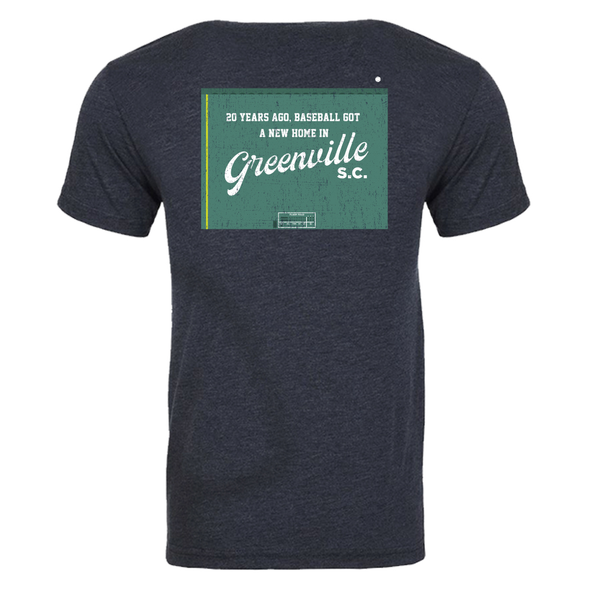 Greenville Drive 108 Stitches Navy Green Monster Anniversary Tee