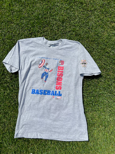 Buffalo Bisons Grey Marvel Captain A Tee