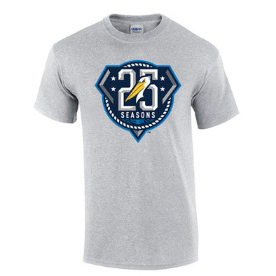 Myrtle Beach Pelicans Gray 25 Seasons Tee