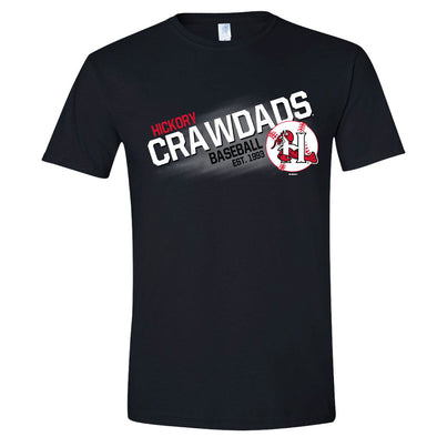 Hickory Crawdads Billow Black Softstyle Tee