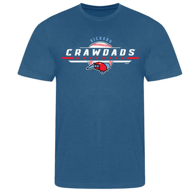 Hickory Crawdads Cobb Airforce Blue Ringspun Cotton Tee