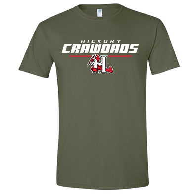 Hickory Crawdads Bern Military Green Softstyle Tee