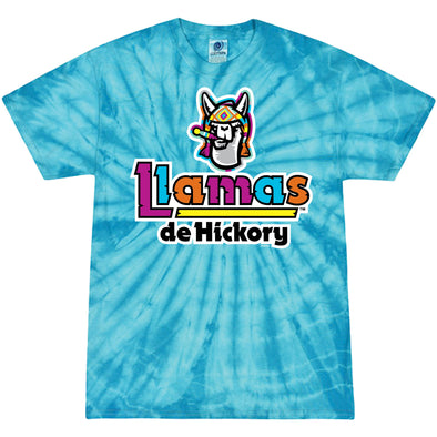 Hickory Crawdads Turquoise Tie Dye Llamas de Hickory Tee