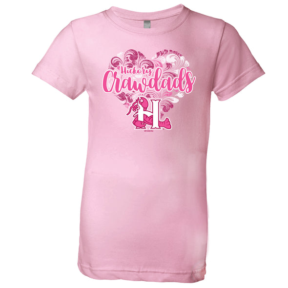 Hickory Crawdads Flyleaf Pink Youth Girls Princess Tee