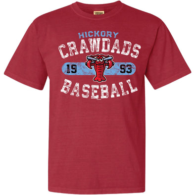 Hickory Crawdads Comfort Colors Gilmore Crimson Adult Tee