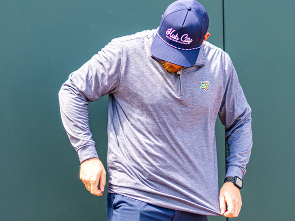 Men's Navy Stripe Butter Quarter Zip