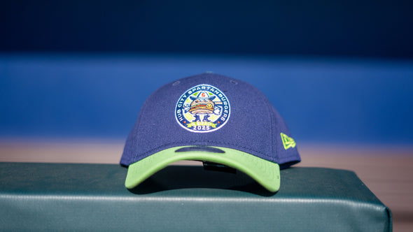 3930 New Era Nvy/Green Round Logo Fitted Hat