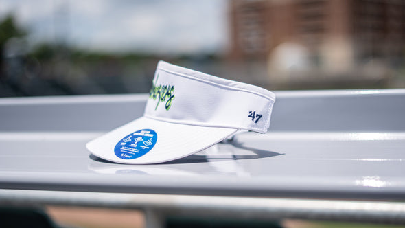 47 OSFA White Spartanburgers Script Visor