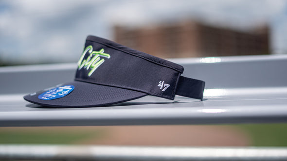 47 OSFA Navy Hub City Script Visor