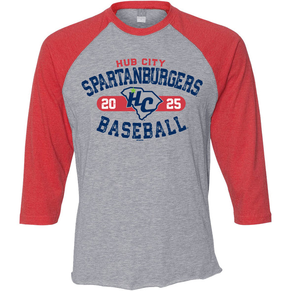 Adult Raglan Red 3/4 Sleeve Tee