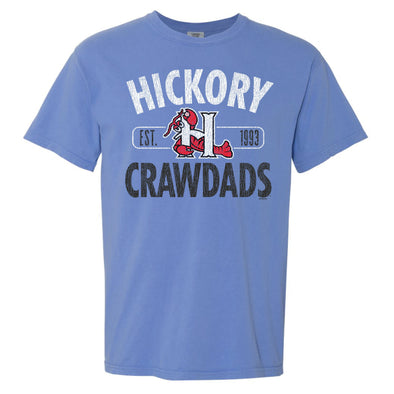 Hickory Crawdads Comfort Colors Mystic Blue Drama Adult Tee