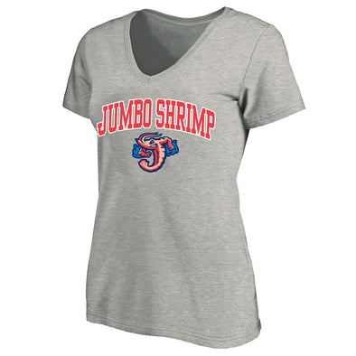 Jacksonville Jumbo Shrimp Profile Plus Size Women's Heather Gray V-Neck Tee