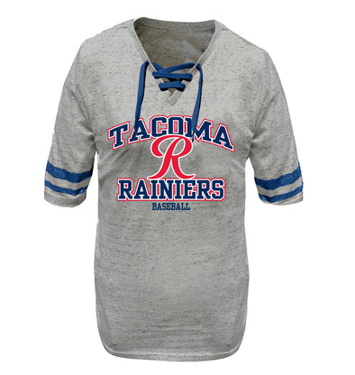 Tacoma Rainiers Profile Women's Gray Plus Size Lace Up V-Neck