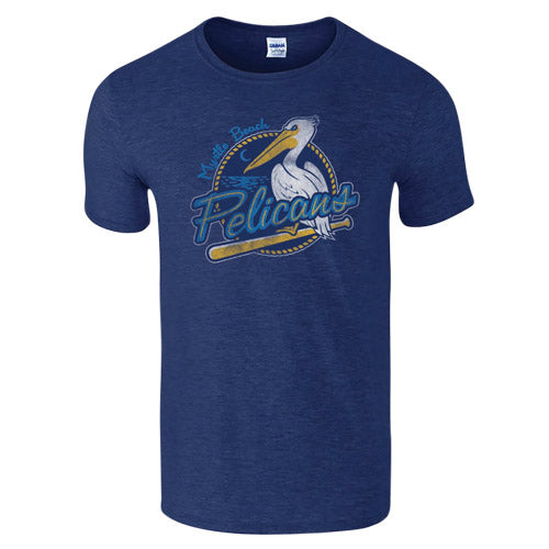 Myrtle Beach Pelicans Vantage Apparel Heathered Navy Primary Softstyle Tee