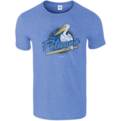 MYRTLE BEACH PELICANS VANTAGE APPAREL HEATHER ROYAL PRIMARY SOFTSTYLE TEE