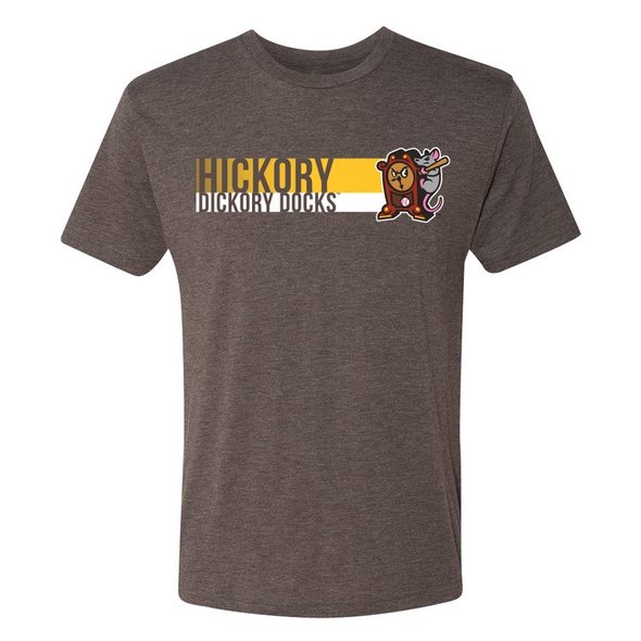 Hickory Crawdads 108 Stitches Hickory Dickory Docks Brown Fade Tee