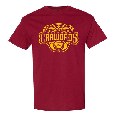 Hickory Crawdads Garnet & Gold Primary Tee