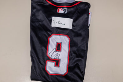 Buffalo Bisons Autographed & Game Worn Sublimated Hockey Black Jersey - Dasan Brown #9 Size 44