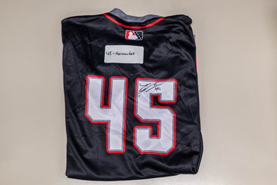 Buffalo Bisons Autographed & Game Worn Sublimated Hockey Black Jersey - Elieser Hernandez #45 Size 48